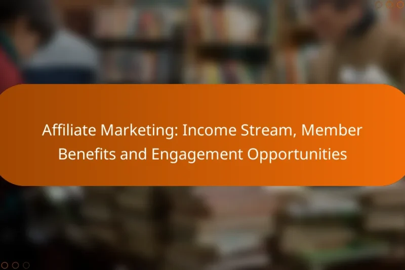 Affiliate Marketing: Income Stream, Member Benefits and Engagement Opportunities